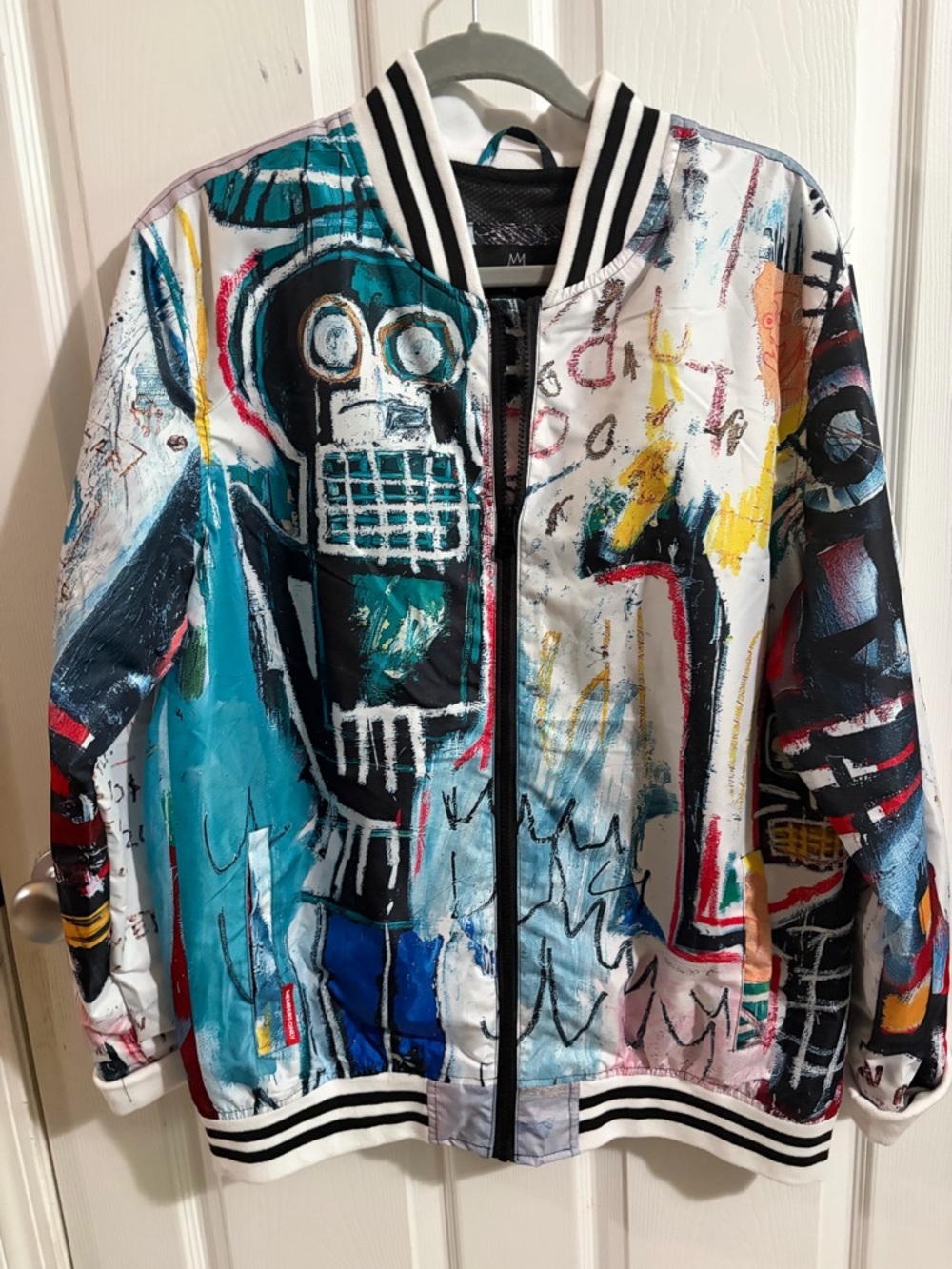 Jean-Michael Basquiat Members Only Multicolor Graffiti-Style Bomber Jacket